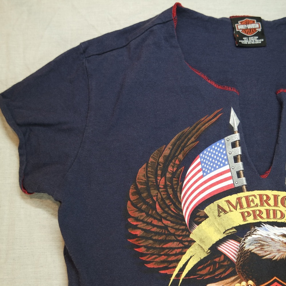 Vintage Harley-Davidson Womens American Pride Eagle Graphic Tee Navy Blue Large - Picture 2 of 10